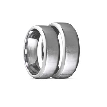 Titanium Vielsesringe, 7 mm bredde, mat overflade & blanke sider